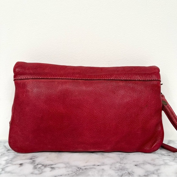 Distressed red leather clutch wallet mixed metal stud details - Picture 5 of 8
